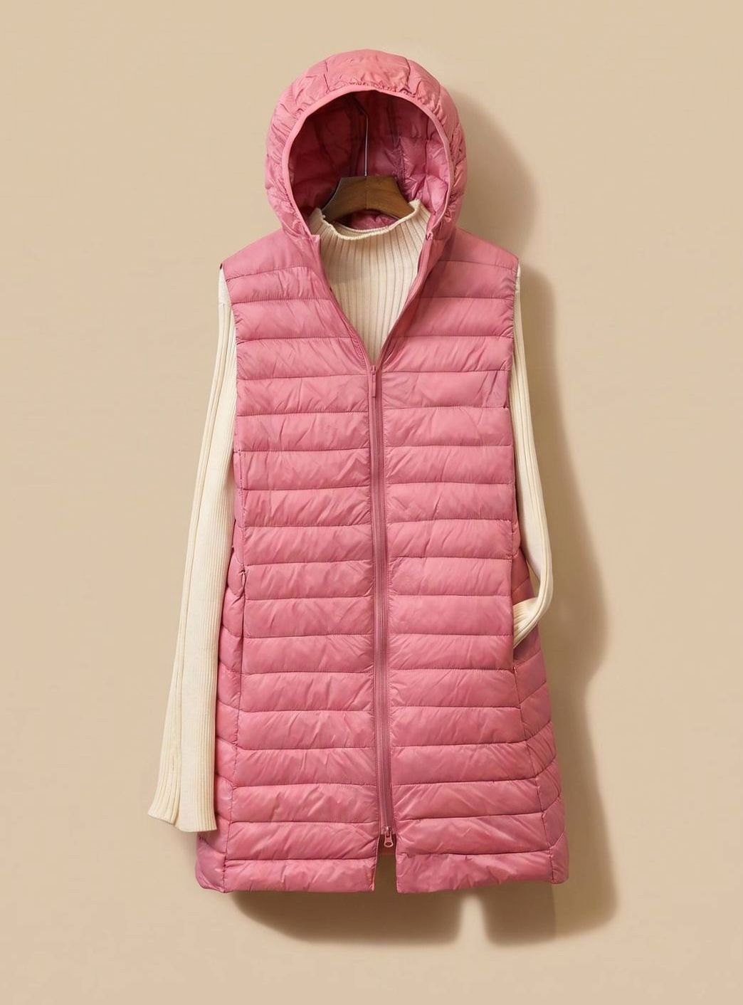 Zenobia | Lightweight Sleeveless Quilted Parka with Down Fill and Integrated Hood