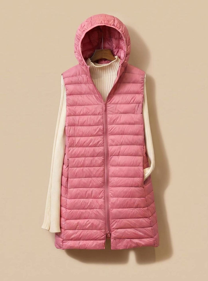 Zenobia | Lightweight Sleeveless Quilted Parka with Down Fill and Integrated Hood