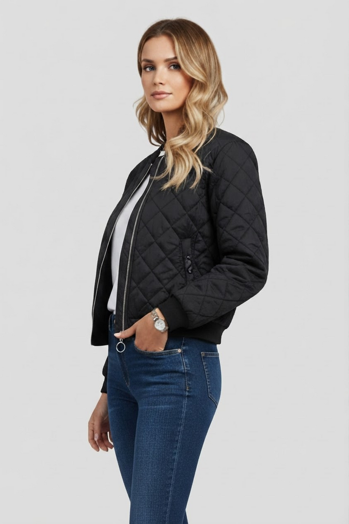 Veste matelassée pour femme à fermeture éclair, idéale pour une tenue décontractée au quotidien