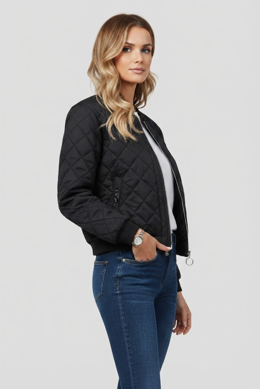 Veste matelassée pour femme à fermeture éclair, idéale pour une tenue décontractée au quotidien