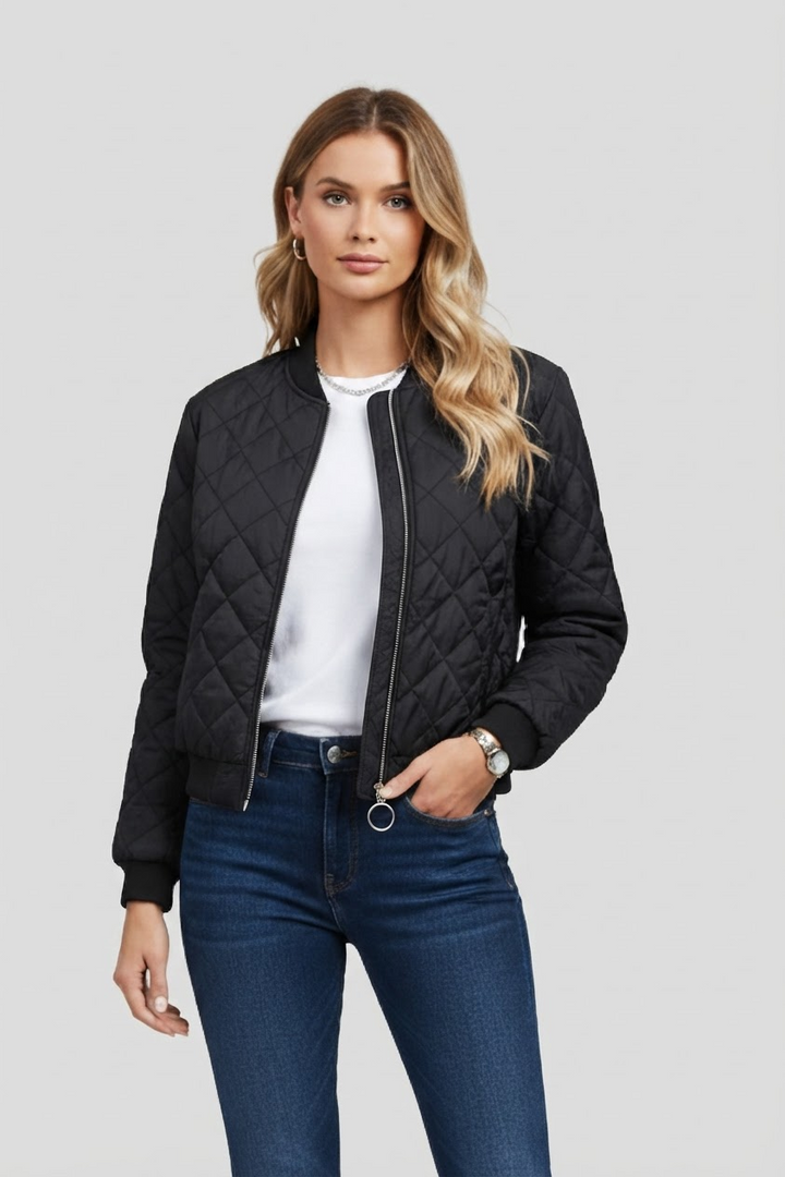 Veste matelassée pour femme à fermeture éclair, idéale pour une tenue décontractée au quotidien