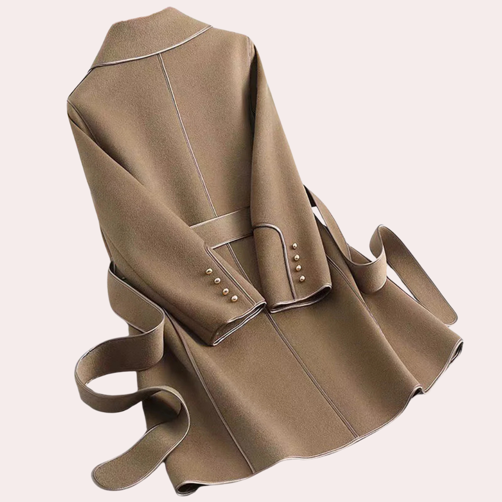Women's Belted Jacket Polyester Layered Fit Formal to Casual Wear
